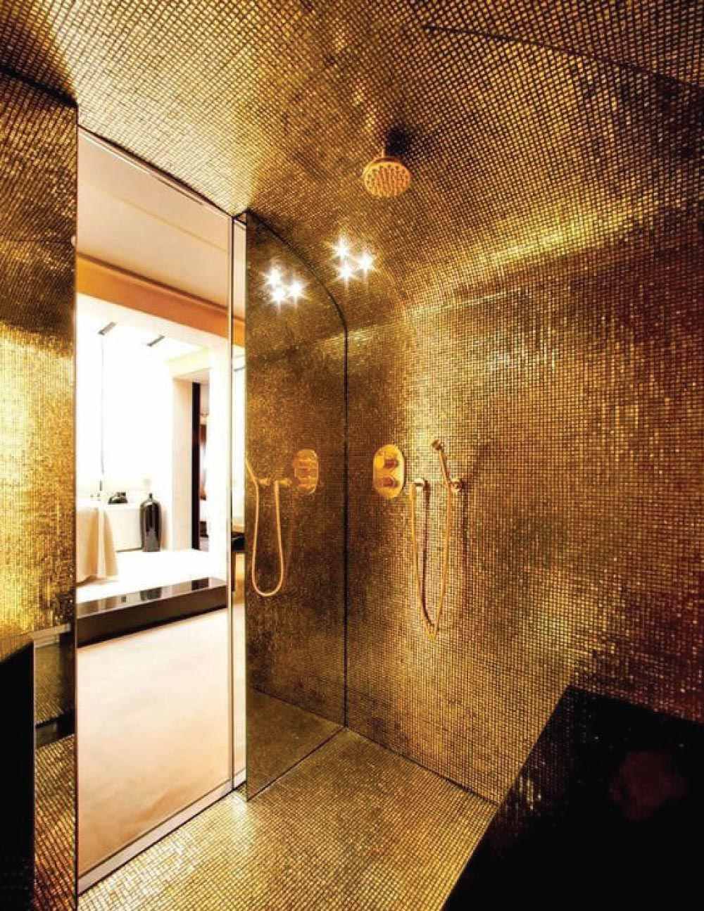 Gạch mosaic mạ vàng